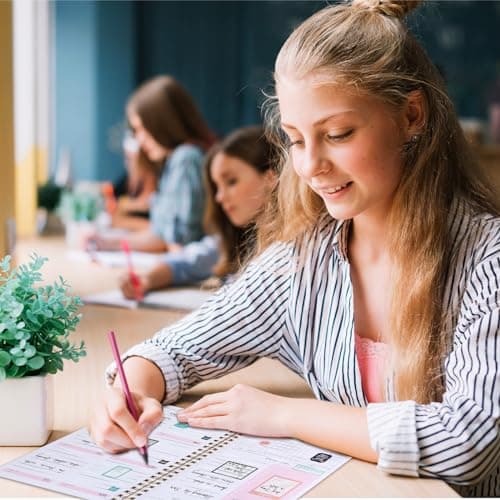 Undated Weekly Planner with Habit Tracker, 52 Weeks To Do List Notebook A5 Weekly Goal Planner with Spiral Binding & Stickers Home Work School Supplies for Women Girls 8.2" x 5.7" - Pink - Thumbnail 6