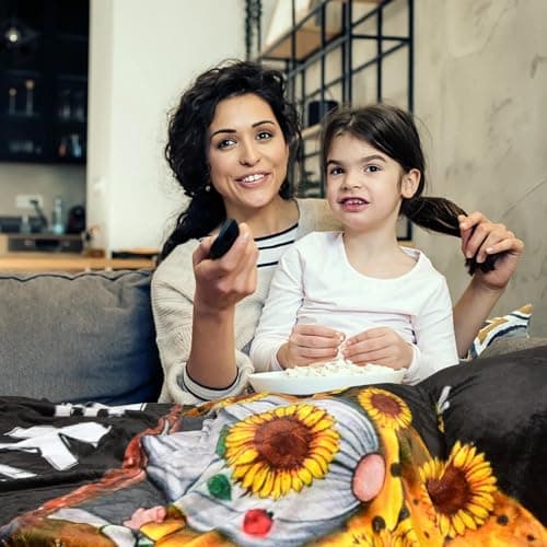 Ivarunner Spring Sunflower Gnome Throw Blanket, Gnomes Gifts for Women, Gnome Lovers, SpringSoft Lightweight Bee Flannel Blanket for Couch, Sofa, 60x50 Inches - Thumbnail 3