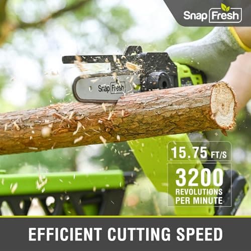 SnapFresh Mini Chainsaw Cordless 5” & 6”, 20V Electric Handheld Chainsaws with 2.0Ah Battery & Fast Charger, Lightweight Battery Powered Saw with 2 Chains for Wood Cutting & Branch Trimming - Thumbnail 4