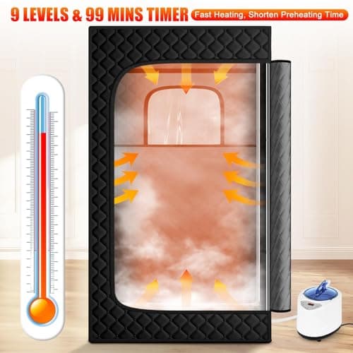 X-Vcak Upgraded Portable Sauna for Home，Relaxation, Steam Sauna for Home with Steamer, Remote Control, Folding Chair, 9 Levels - Thumbnail 2