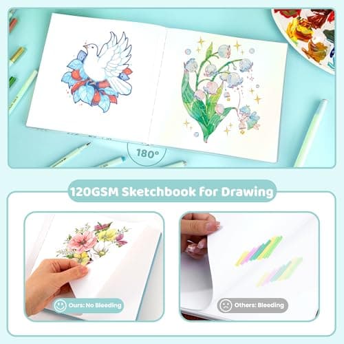 FLYING EAGLE Sketch Book, Square Hardcover Sketchbook for Kids, 8 x8, Blue - Thumbnail 3