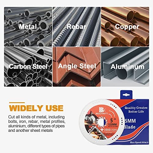 BRSCHNITT Diamond Cut Off Wheel,5 Inch x 7/8 Inch-5/8 Inch Arbor Vacuum Brazed Diamond Saw Blades for Metal Steel Tube Iron Rebar Cutting Wheel 125mm - Thumbnail 5