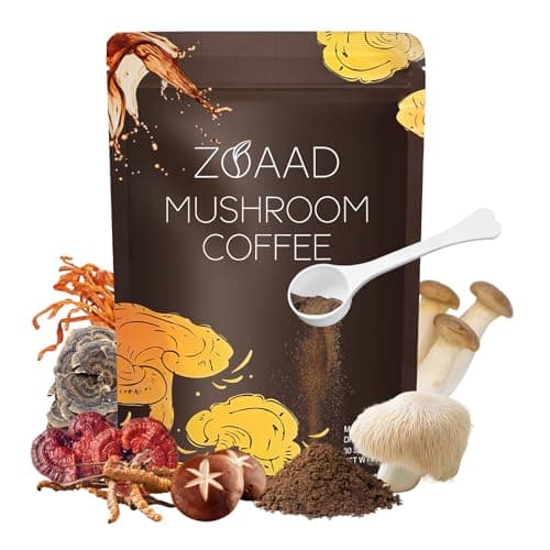 Mushroom Coffee, Organic 6 Mushrooms with Lion's Mane & Cordyceps Coffee for Sustained Energy, Mental Focus, Digestion & Immune Support, Instant Powder Coffee Low Caffeine, 6.35 Ounce 1 Pack - Image 1