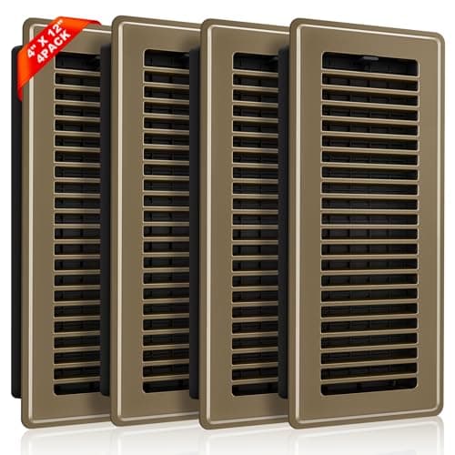 Floor Register 4 x 12, 4 Pack – Brown, Heavy-Duty Steel Vent Covers for Home Floor with Adjustable Airflow Control Lever, Rust-Resistant & Quiet Operation – Ideal for HVAC Systems - Image 1
