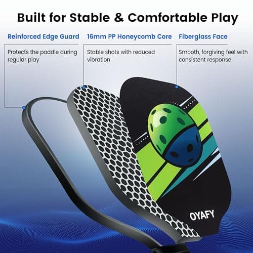 Pickleball Paddles Set of 2, Fiberglass Pickleball Set with Pickleball Rackets 2 Pack, 4 Indoor Outdoor Balls and Carry Bag, Pickle Ball Set for Beginners, Families, Men Women & Intermediate Players - Thumbnail 3