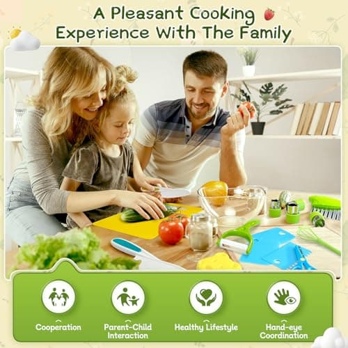 17 Pcs Kids Knife Set for Real Cooking Safe Kitchen Tools for Ages 4+ - Thumbnail 4
