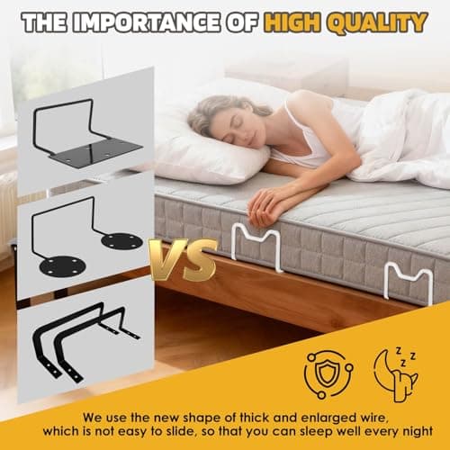 Mdkave Mattress Slide Stopper,Mattress Retainer Bar,Mattress Retainer Bar for Adjustable Bed,Wider Taller Non Slip Mattress Gripper,Anti Mattress Slide for Most Soft Bed(White,1.96" H,2 Pack) - Thumbnail 4