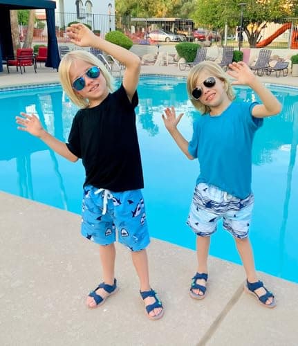 westwolf Kid Swim Trunks with Compression Liner Blue Shark Boys Bathing Suit Size 5 6 Blue Shark Summer Boy Swim Trunks School Swimming Shorts Holiday Travel Swimsuits - Thumbnail 2