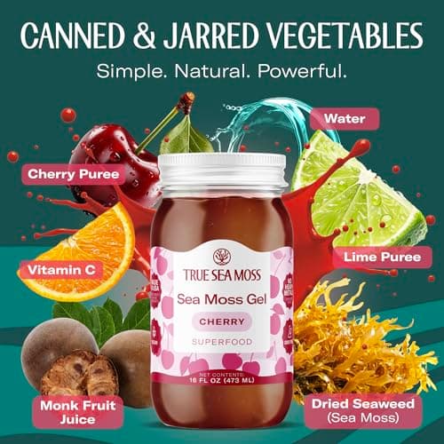 TrueSeaMoss Sea Moss Gel – Made in USA – Wildcrafted Seamoss, Fruits & Jarred Vegetables – Cherry, Pack of 1 (Labels may Vary) - Thumbnail 3