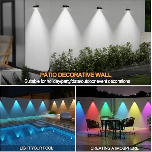 ZCXLIGHT Solar Fence Lights,Fence Lights Solar Powered Waterproof IP65 Multicolor Led 12 Fixed Colors ＆RGB Color Changing for Pool, Deck, Patio, Porch, Stairs, Holiday-4pack - Thumbnail 5