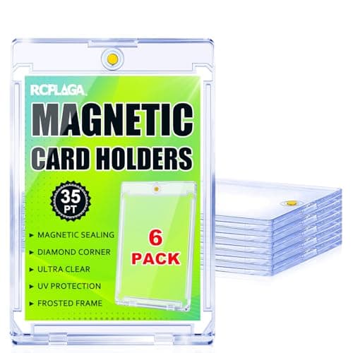Magnetic Card Holders for Trading Cards, 35pt One Touch Clear Acrylic Card Cases, U-V Waterproof Hard Plastic Protectors for Sports, Baseball, Football, TCG, Game Collectible Cards (6 Pack) - Image 1
