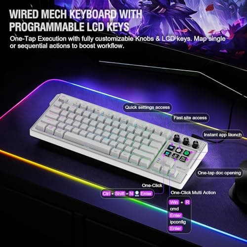 VSDINSIDE K1 Pro Macro Keyboard, Wired Only Full-Key Programmable On-Board Keypad, Custom Gaming Streaming Mechanical Keyboards with Screen & Knob, Gasket, RGB Backlit, Hot Swappable Shortcut Pad - Thumbnail 2