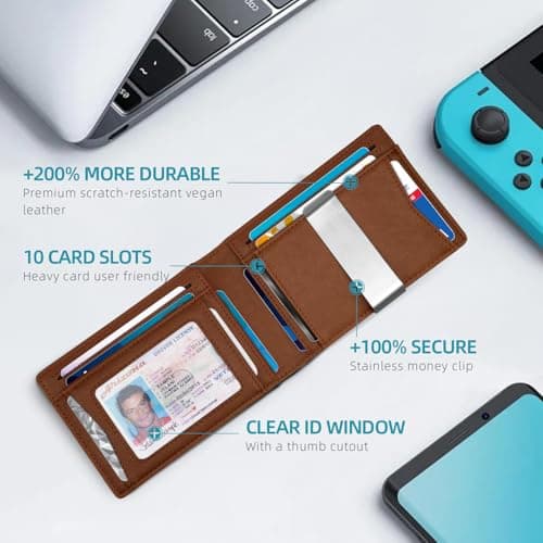 Zitahli Airtag-Wallet-Mens-Slim-RFID Blocking Wallet Leather with Money Clip Air Tag Wallet Card Holder Bifold Gifts for Men - Thumbnail 2