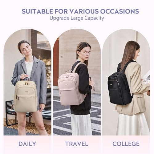 GOLF QUALITY Hiking Travel Backpack for Women Casual Business Weekender Multilayer Laptop Bag,16 Inch,Pink - Thumbnail 6