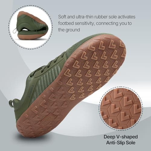 ATHMILE Men's Barefoot Shoes Wide Toe Box Trail Running Walking Shoes Zero-Drop Sole Lightweight Grounding Minimalist Sneakers Athletic Training Lifting Shoes for Gym Hiking Workout Cycling - Thumbnail 6