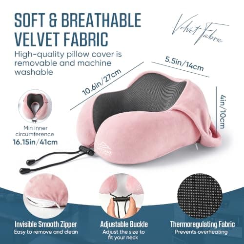 SkytraxComf® Travel Neck Pillow with Hood for Privacy on Long Flights - Thumbnail 6
