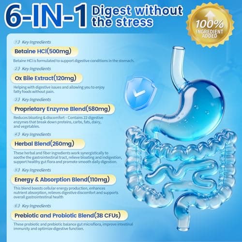 VivoNu Digestive Enzymes | 22 Enzymes with Organic Prebiotics & Probiotics | Supports Digestion* of Protein, Carbs, Fiber & Dairy | 90 Capsules - Thumbnail 3