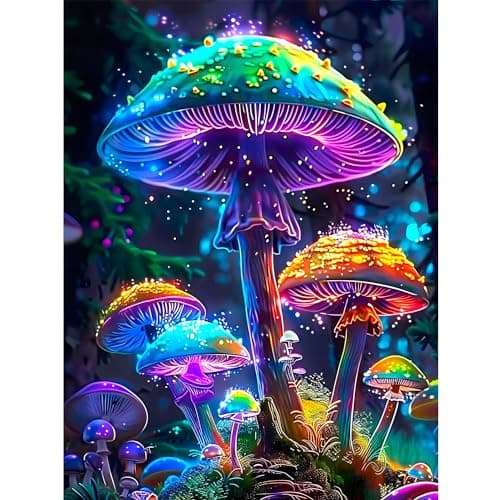 LYKEJI Mushrooms Diamond Art Kits for Adults, Diamond Painting Kits 11.8x15.7 Inch, Colorful 5D Art with Full Round Diamonds, DIY Craft for Wall Decor - Image 1