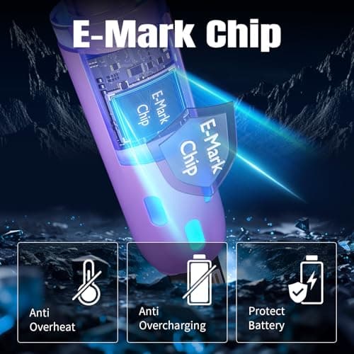 240W USB C Cable,4 in 1 Charging Cable Fast Charging & Data Sync,Multi USB Charging Cable with Breathing Light,Charger Cord for iPhone 16/15 14 13 iPad Samsung Galaxy MacBook iPad Tablets,Purple 5Ft - Thumbnail 4