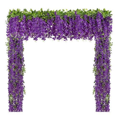 U'Artlines 5Pcs 7.2 Ft/Piece Artificial Wisteria Garland Silk Fake Purple Wisteria Flowers Hanging Greenery Vines Garlands Rattan for Home Garden Wedding Arch Party Indoor Outdoor Decor - Image 1