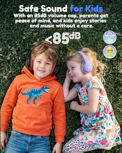 Acer Kids Bluetooth Headphones, Over Ear Headphone for Kids with Mic, 75H Playtime, 85dBA Safe Volume, Bluetooth 6.0, USB C Fast Charging, Toddler Headphones for iPad/Tablet/Travel/School-Black Red - Thumbnail 3