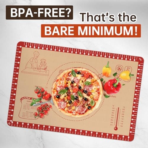 Silicone Baking Mat with Recipes, Extra Thick Silicone Mats for Baking, Non Stick Pastry Mat for Rolling Dough, Silicone Macaron Baking Mat for Cookie,Bread,Pizza,Fondant Mat, Oven&Dishwasher Safe - Thumbnail 5