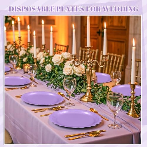 NatNarr 30 Pcs Lavender Plates 9 Inch Disposable Scalloped Easter Plates Light Purple Birthday Plate Cute Dessert Party Plate for Easter, Wedding, Bridal Shower, Girls Birthday - Thumbnail 6