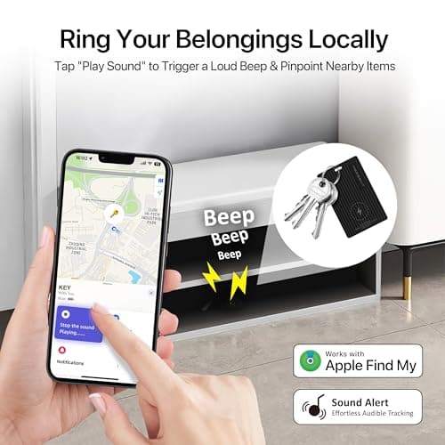 Slim Wallet Tracker Card 2 Pack, [Apple MFi Certified], Wireless Charging Bluetooth Finder, Credit Card Size Locator, IP67 Waterproof, Works with Apple Find My for Wallet, Keys, Bags, iOS Only - Thumbnail 6