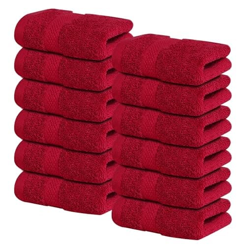Infinitee Xclusives Luxury Wash Cloths for Showering [13x13] – 100% Cotton Washcloths [Pack of 12], Soft and Absorbent Face Towels for Bathroom Wash Clothes, Gym, and Spa (Burgundy) - Image 1