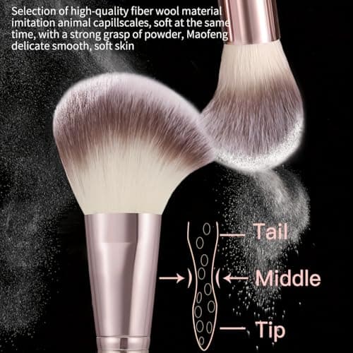 MZGGDM 64Pcs Brown Makeup Brushes Set with Case Professional Foundation Powder Concealers Eyeshadow Contour Blush Makeup Brush Kits Travel Make up Brushes & Tools Eye and Face Makeup Kit - Thumbnail 3