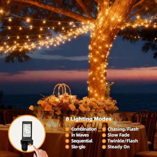 AHAWILL Warm White Christmas Lights Outdoor,83FT 250LED String Lights with 8 Modes,Christmas Tree Lights Indoor Plug in,Waterproof Twinkle Fairy Lights for Party,Classroom,Home Decor - Thumbnail 2
