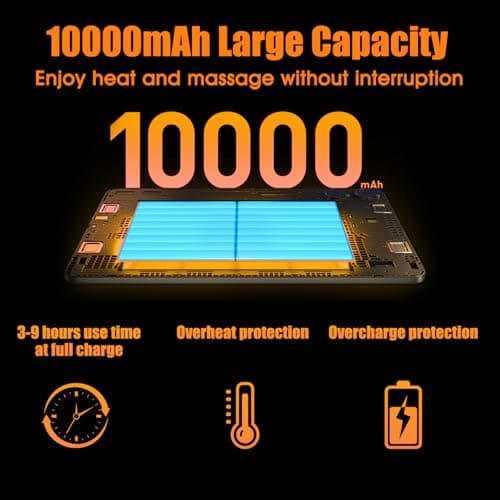 Cordless Heating Pad for Back with Massager, 10000mAh Battery Operated Portable Heated Belt with Vibration, Birthday Fathers Day Dad Gifts for Men, Rechargeable Electric Back Massager for Lower Back - Thumbnail 4