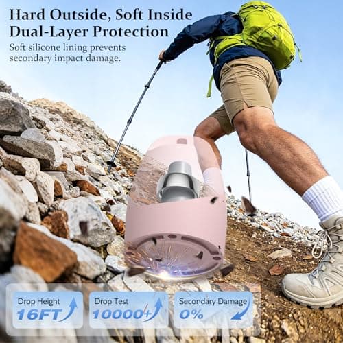 YWXTW Portable Holder for Oura Ring (with Airtag Slot), Waterproof Ring Case, Anti-Loss Ring Holder Keychain for Women & Men, Travel Jewelry Organizer for Gym & Daily Use (Light Pink) - Thumbnail 3