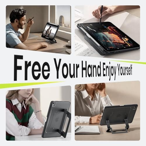 WSKEN for iPad Air 13 Inch Case - M4/M3/M2 (2026/2025/2024), Multi Adjustable Kickstand Cover, Ultra-Stable Cover with Pencil Holder, Shockproof Protective Design for iPad Air 13 Inch Case, Black - Thumbnail 3