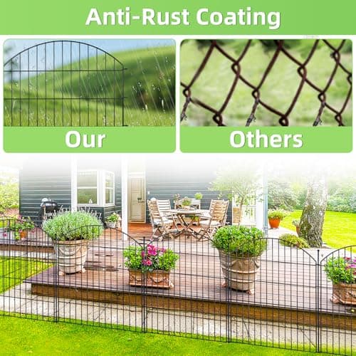Decorative Garden Fence 32in (H) x12ft (L), 5 Pack No Dig Fence Animal Barrier for Dog with Lock, Arched Flower Bed Edging, Wire Border Panel Fencing for Yard Patio Outdoor Decor - Thumbnail 6