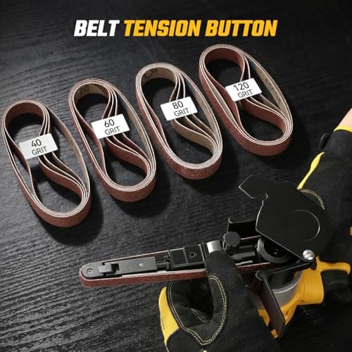 Cordless Belt Sander for Dewalt 20V Battery, 3/8"x13" Mini Detail Sander with 20PCS Belts, 360° Adjustable, LED Display, Finger Sander for Wood, Paint, Metal Rust, DIY (Battery Not Included) - Thumbnail 5