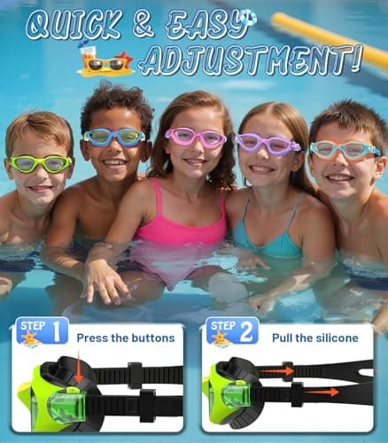 HIGAHY Swim Goggles for Kids 6-14, Anti-Fog UV Protection Clear Swimming Goggles, Leakproof Pool Swim Goggles for Boys Girls (Blackgreen - Green Lens) - Thumbnail 6