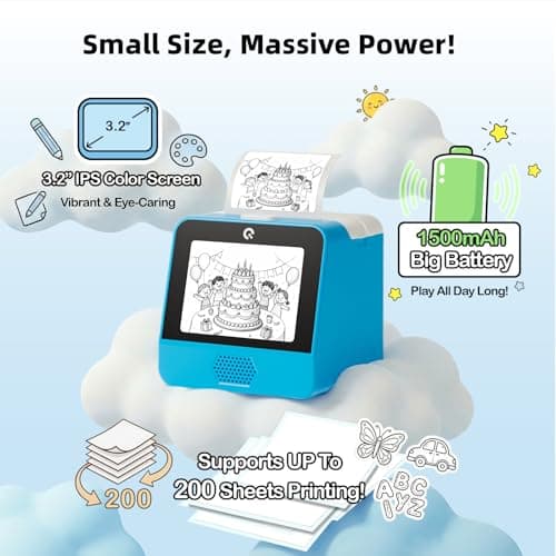 Ognee AI Voice Sticker Printer for Kids, PortableThermal Printer with Display Screen, Voice Control Mini Printer, Instant Thermal Printer Toy for DIY and Learning with 2 Paper Rolls - Thumbnail 5
