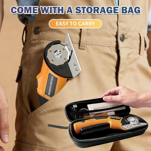 Electric Scissors, Cardboard Box Cutter with Safety Lock & LED Light, 2000mAh Battery, Tungsten Steel Blade, Storage Bag and Box, Suitable for Fabric Carpet Carton Plastic Leather Cloth - Thumbnail 6