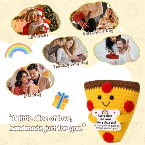 Fathers Day I Love You Gift for Dad Boyfriend Girlfriend - Funny Romantic Handmade Crochet Pizza, Happy Wedding Anniversary Birthday Gifts for Husband Wife, Couples Engagement presents for Women Men - Thumbnail 6