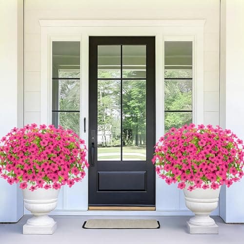 Elyum Artificial Flowers for Outdoors, 18 Bundles Artificial Plants & Flowers Outdoor, UV Resistant Faux Flowers Outdoor Fake Flowers for Outside Porch Window Box Decoration(Rose Red) - Thumbnail 4