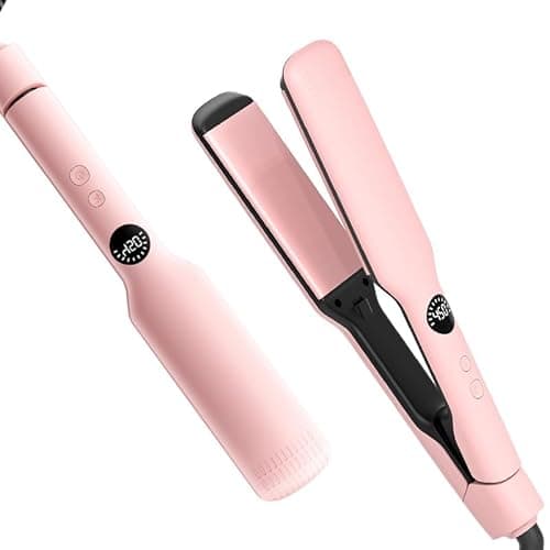 DYHOO Professional Flat Iron Hair Straightener&Ceramic Curler with LCD Display, Fast Heat-Up, 11 Adjustable Temps, 2-in-1 Floating Plates, Negative Ion, Auto Shut-Off & Global Voltage, Pink - Image 1