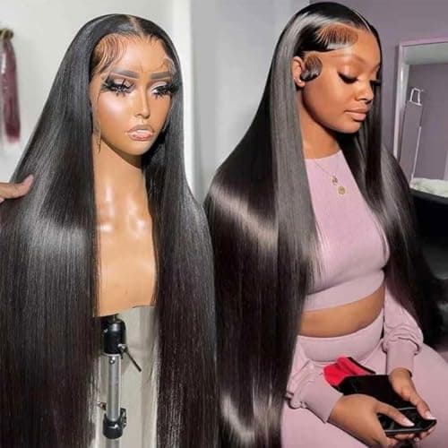 Peerless 28 Inch 13x6 Straight Full Lace Front Wigs Human Hair 200% Density HD Frontal Wigs for Black Women No Synthetic Blend Pre Plucked Glueless Straight Human Hair Wig Natural Color - Image 1