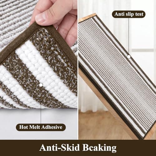 HEBE Chenille Bathroom Rugs Sets 5 Piece,Super Absorbent Non Slip Bath Mats for Bathroom,Washable Bath Mat and U-Shaped Contour Toilet Rug Set for Tub Shower Floor Carpet - Thumbnail 4