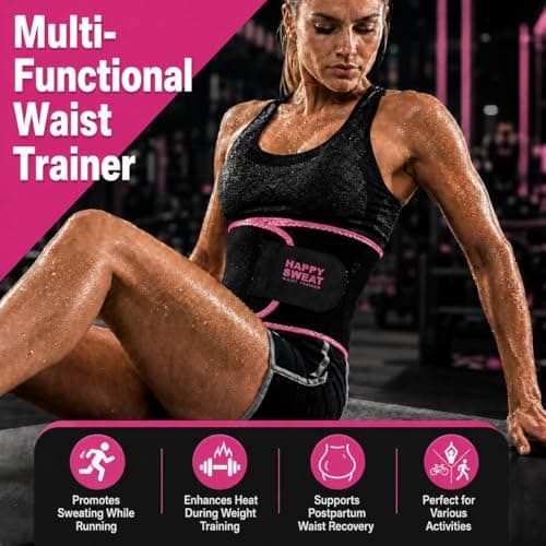 YITIANTL Waist Trainer for Women and Men Belly Fat, Neoprene Sauna Sweat Band, Stomach Wrap Waist Trimmer for Workout, Lower Back Support-Medium Pink - Thumbnail 4