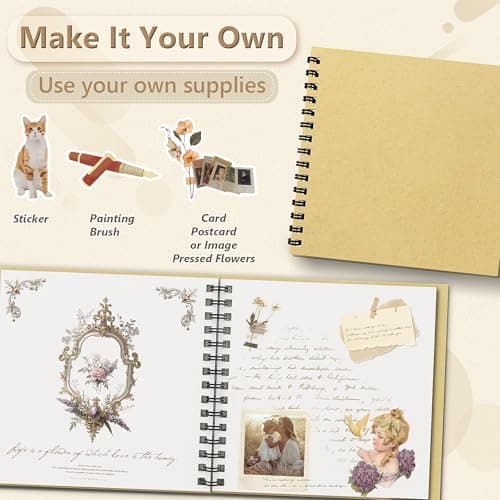 Popotop 8x8 Inch Scrapbook Photo Album, 60 Page Decorative Kraft Paper Book for 4x6 Pictures, DIY Memory Photo Albums as Gifts for Wedding Baby Christmas School Family - Thumbnail 3