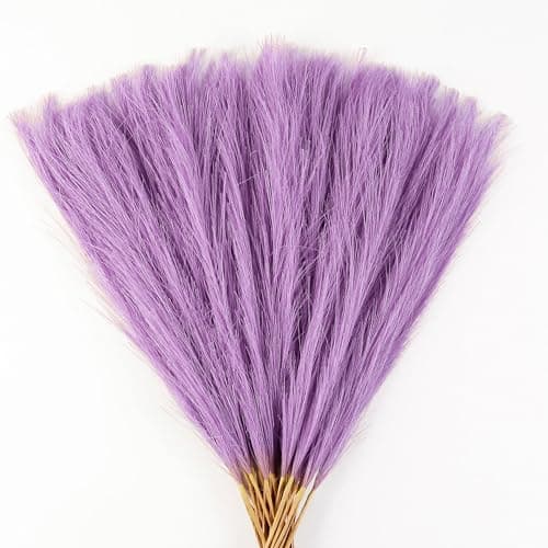 Acfruits Lavender Purple Pampas Grass Small, 30 Pcs 17" Faux Pampas Grass Short Decor, Pompas Grass Flower Arrangement and Vase Filler for Boho Home Wedding Decoration