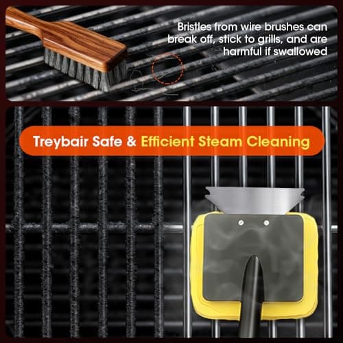 Treybair Grill Brush for Outdoor, Grill Bristle Free Reinforced Grill Cleaner Scraper BBQ Brush, BBQ Replaceable Cleaning Head, Heavy Duty Triple-Groove Scraper Design for All Grates - Thumbnail 5