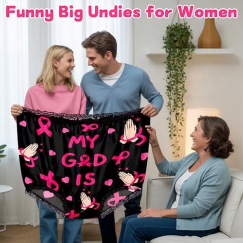 Dalycro Granny Panties Funny Unerwear for Women Big Mama Undies Gag Gift For Adults Men Christmas Stocking Stuffer Bachelorette Party (US, Alpha, One Size, Regular, Regular, Black-Ribbon) - Thumbnail 2