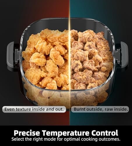 Tixixc 5-in-1 Portable Glass Air Fryer, 4QT & 6-Cup Glass Containers with Lids, Silicone Mat, 1500W Small Air Fryer, 90% Less Oil, Dishwasher/Freezer Safe for Single Servings, Family Meals - Thumbnail 6